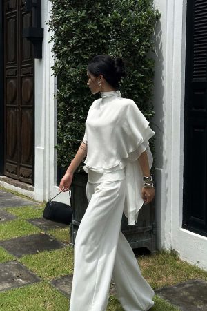 ROVENTE Draped Layered Cape Blouse