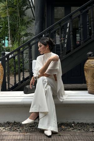 ROVENTE Draped Layered Cape Blouse