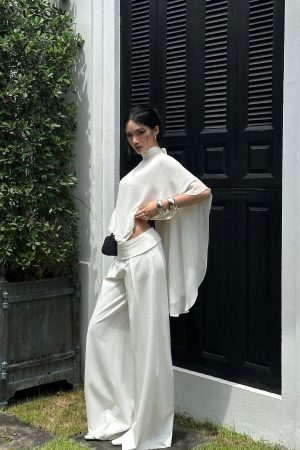 ROVENTE Draped Layered Cape Blouse
