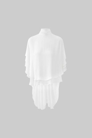 ROVENTE Draped Layered Cape Blouse