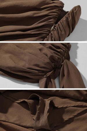 ROVENTE Draped Mini Skirt with Side Tie and Long Flowing Sash