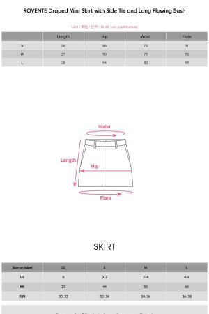 ROVENTE Draped Mini Skirt with Side Tie and Long Flowing Sash