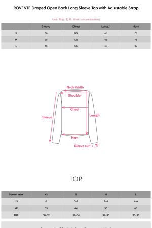 ROVENTE Draped Open Back Long Sleeve Top with Adjustable Strap