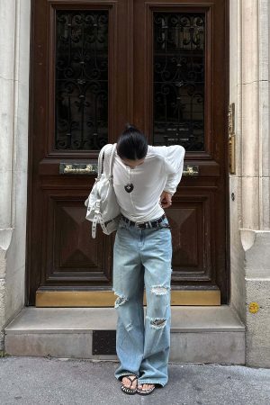 ROVENTE Draped Open Back Long Sleeve Top with Adjustable Strap