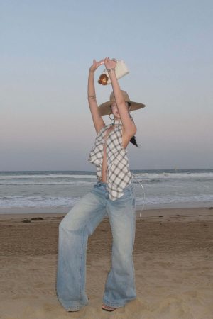 ROVENTE Draped Plaid Halter Top with Open Back