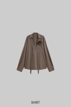 ROVENTE Draped Rose Check Shirt