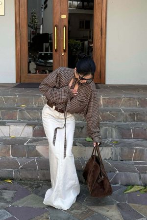 ROVENTE Draped Rose Check Shirt