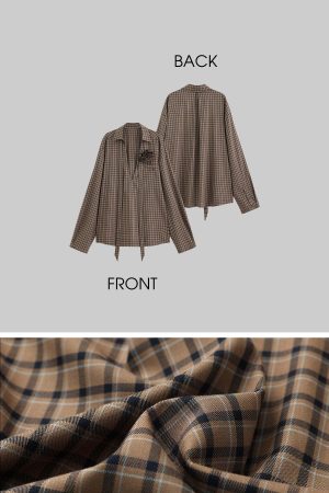 ROVENTE Draped Rose Check Shirt