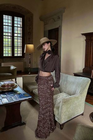 ROVENTE Draped Satin Crop Blouse with Removable Rose Choker