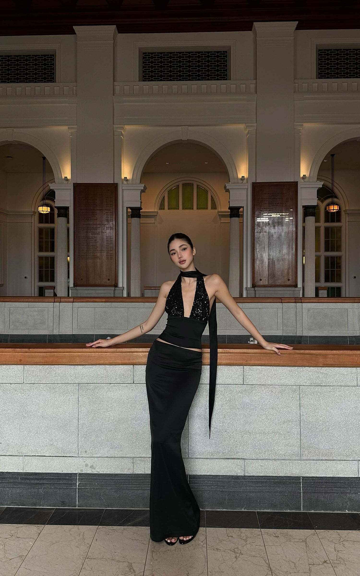 ROVENTE Draped Waistband Maxi Skirt ROVENTE Draped Waistband Maxi Skirt