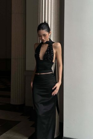 ROVENTE Draped Waistband Maxi Skirt