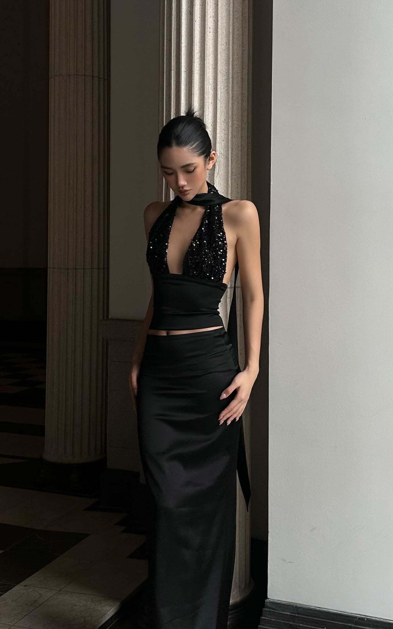 ROVENTE Draped Waistband Maxi Skirt ROVENTE Draped Waistband Maxi Skirt