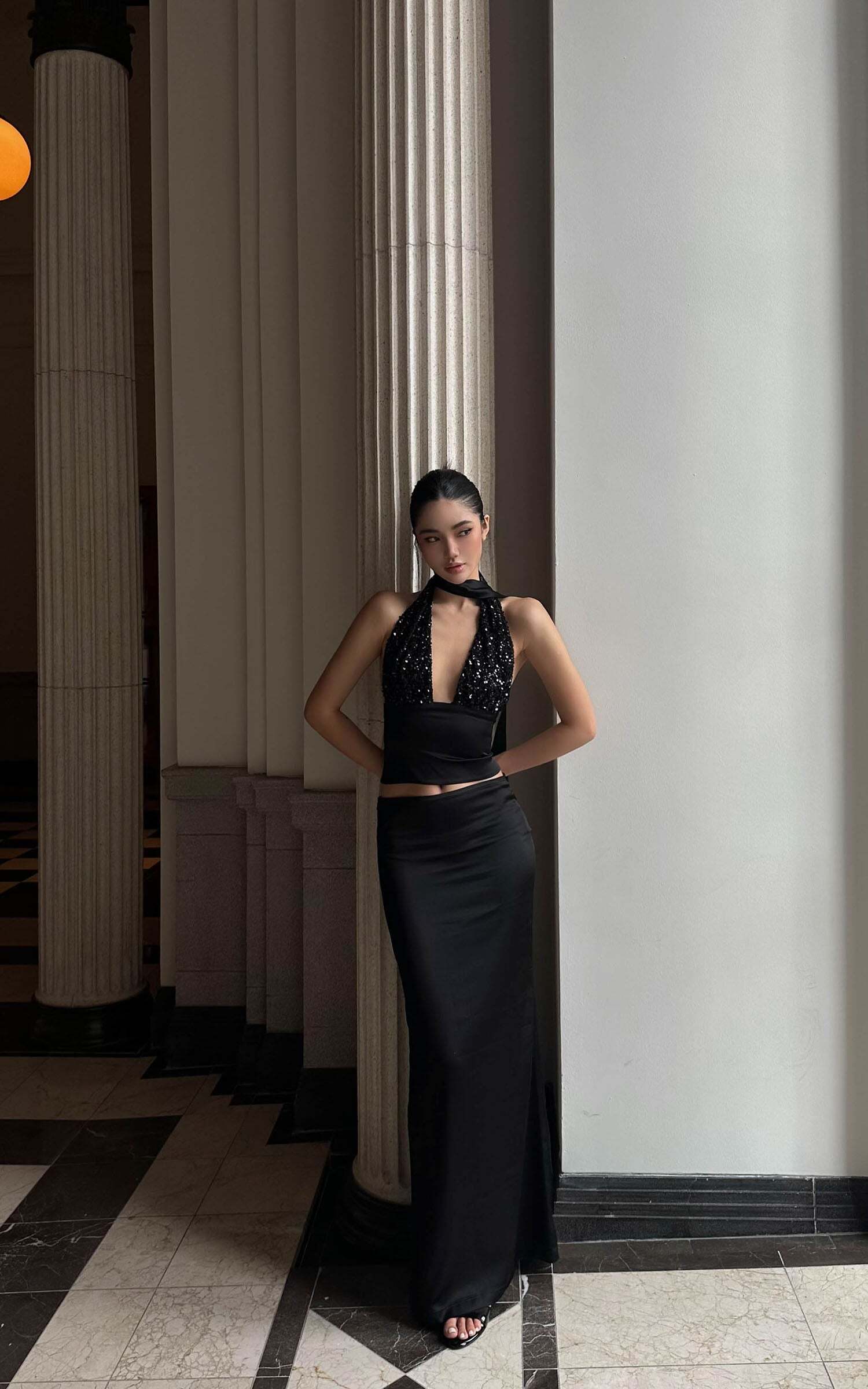 ROVENTE Draped Waistband Maxi Skirt ROVENTE Draped Waistband Maxi Skirt