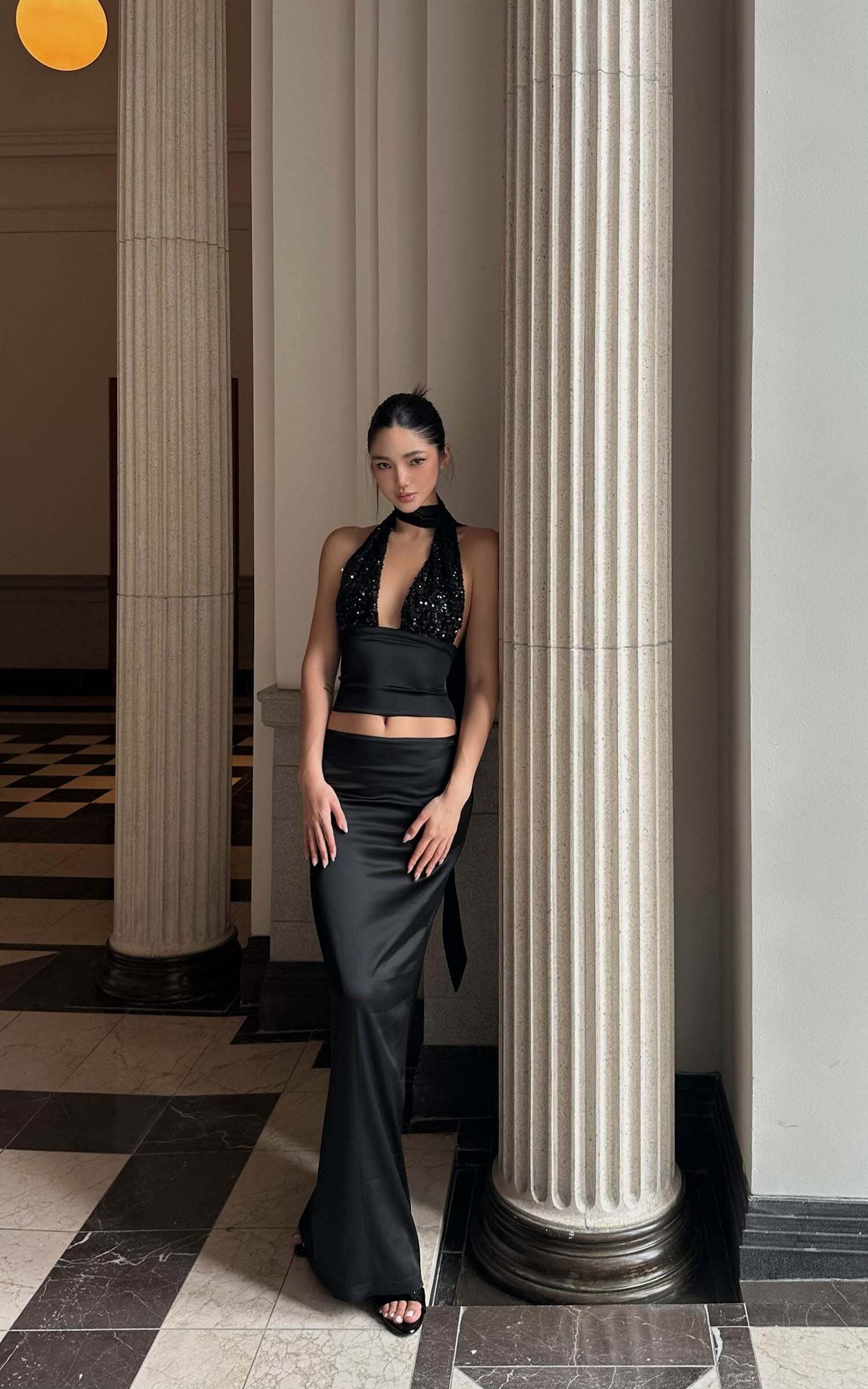 ROVENTE Draped Waistband Maxi Skirt ROVENTE Draped Waistband Maxi Skirt