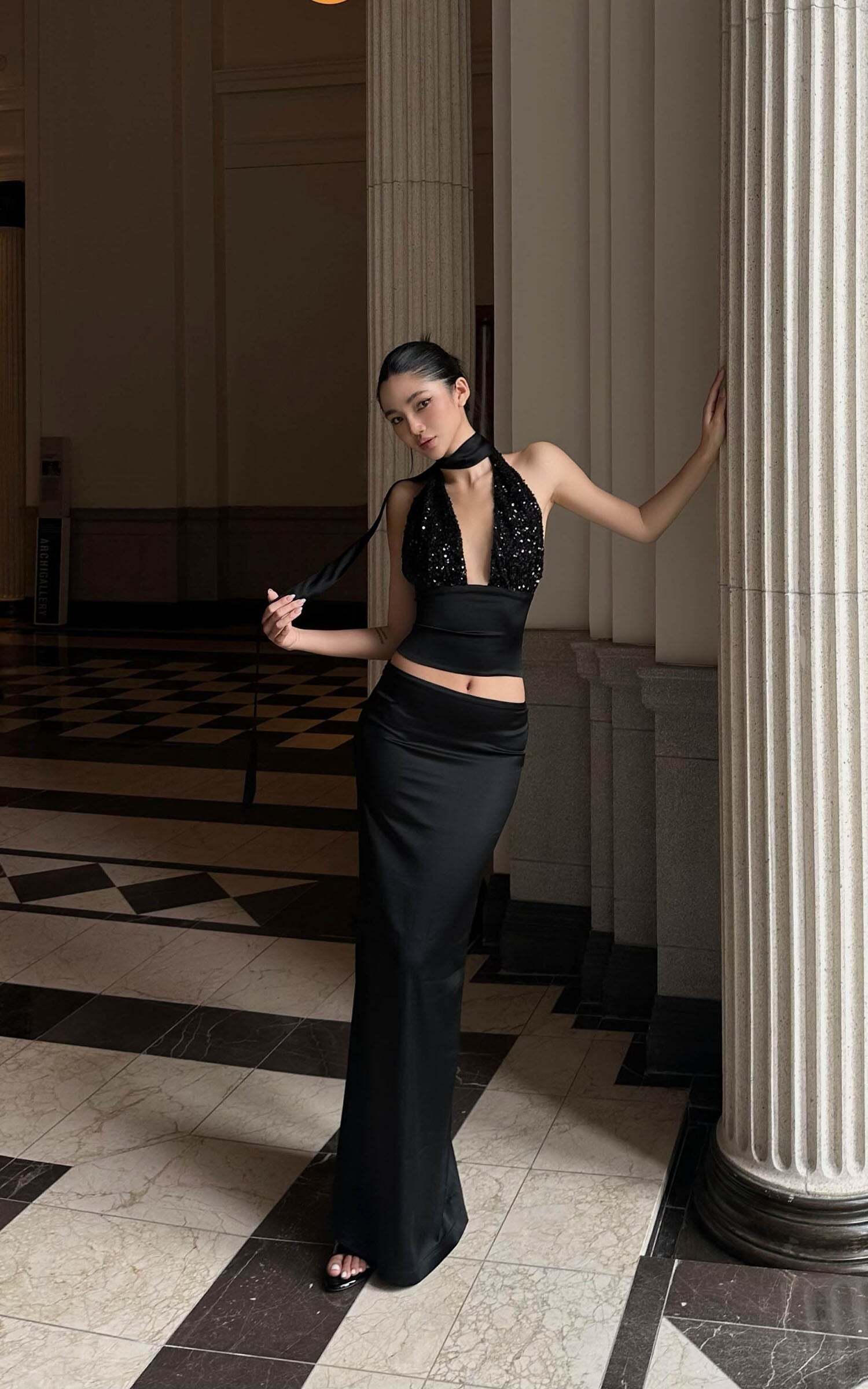 ROVENTE Draped Waistband Maxi Skirt ROVENTE Draped Waistband Maxi Skirt