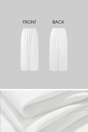 ROVENTE Drawstring Wide-Leg Trousers in White