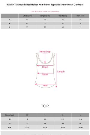 ROVENTE Embellished Halter Knit-Panel Top with Sheer Mesh Contrast