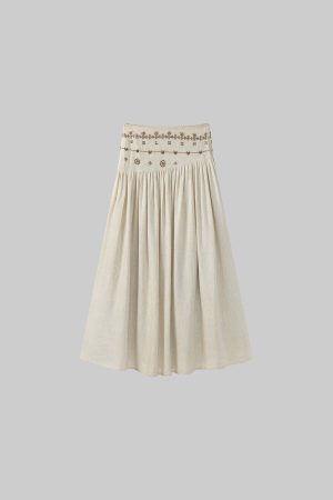 ROVENTE Embellished High Waist Maxi Skirt