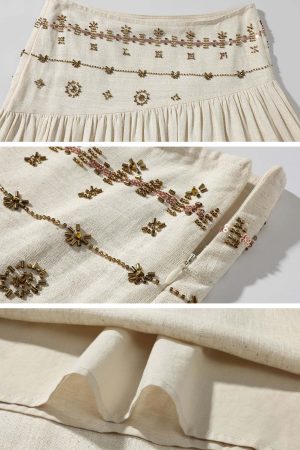 ROVENTE Embellished High Waist Maxi Skirt