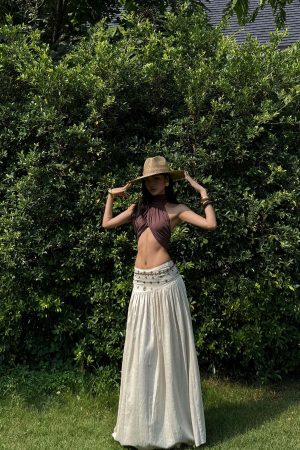 ROVENTE Embellished High Waist Maxi Skirt