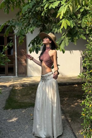 ROVENTE Embellished High Waist Maxi Skirt
