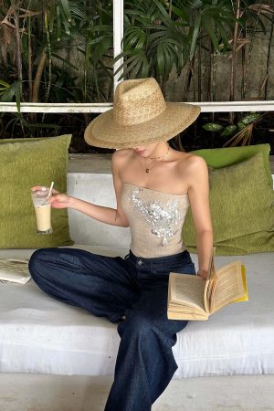 ROVENTE Embellished Strapless Knit Top