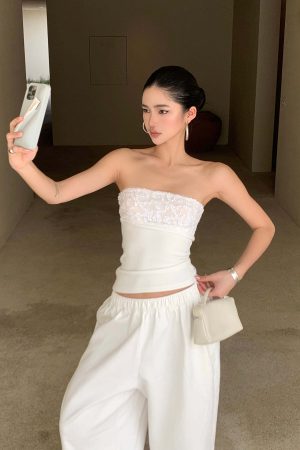 ROVENTE Embellished Strapless Knit Top