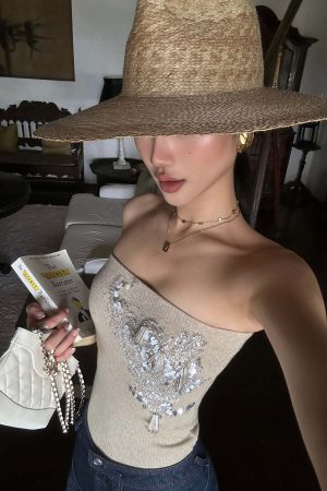 ROVENTE Embellished Strapless Knit Top