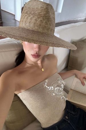 ROVENTE Embellished Strapless Knit Top