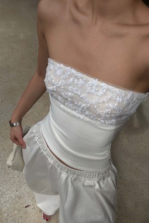 ROVENTE Embellished Strapless Knit Top