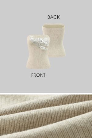 ROVENTE Embellished Strapless Knit Top