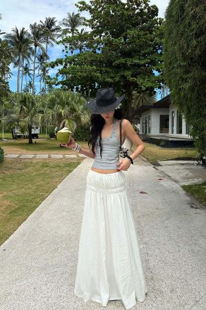 ROVENTE Gathered Cotton Maxi Skirt