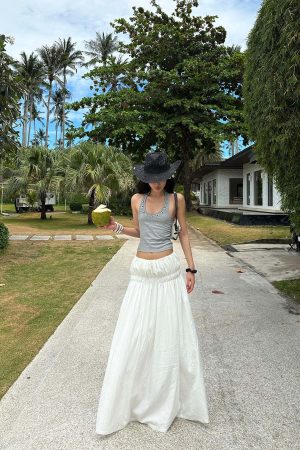 ROVENTE Gathered Cotton Maxi Skirt