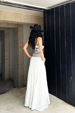 ROVENTE Gathered Cotton Maxi Skirt