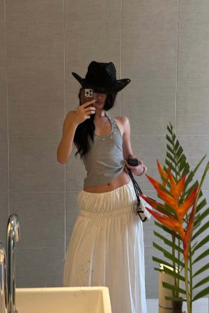 ROVENTE Gathered Cotton Maxi Skirt