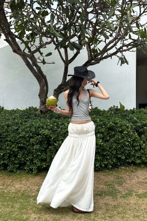 ROVENTE Gathered Cotton Maxi Skirt