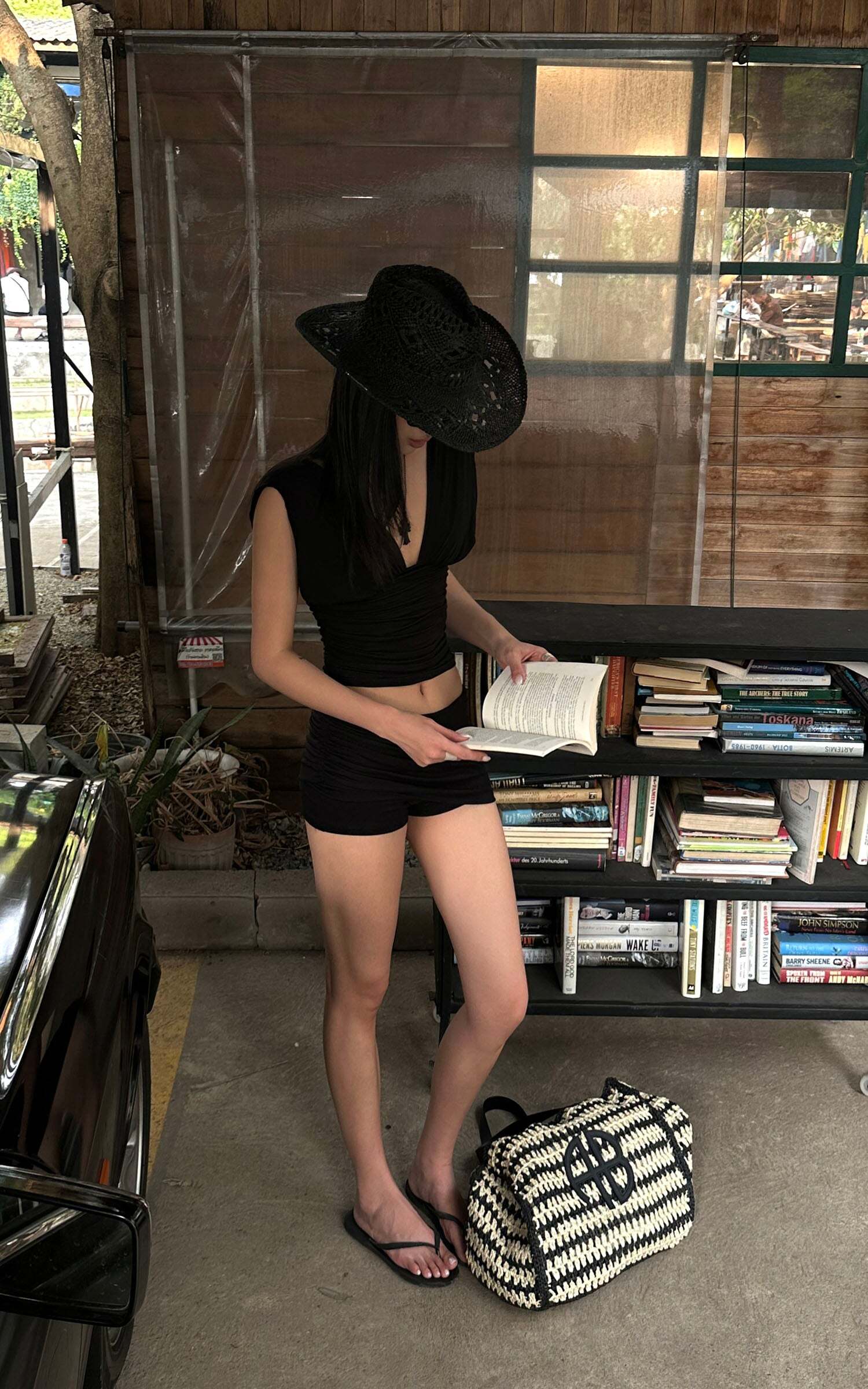 ROVENTE Gathered Tank & Mini Shorts Set in Black ROVENTE Gathered Tank & Mini Shorts Set in Black