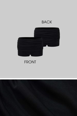 ROVENTE Gathered Tank & Mini Shorts Set in Black