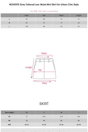 ROVENTE Grey Tailored Low-Waist Mini Skirt for Urban Chic Style