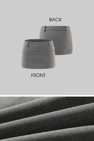 ROVENTE Grey Tailored Low-Waist Mini Skirt for Urban Chic Style
