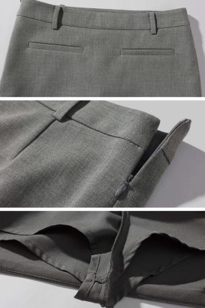 ROVENTE Grey Tailored Low-Waist Mini Skirt for Urban Chic Style