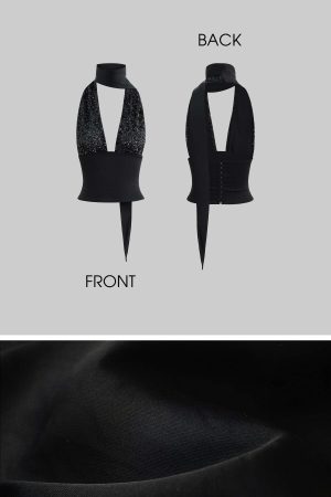 ROVENTE Halter Sequin Corset Top