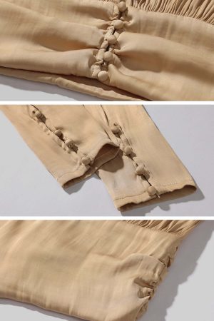 ROVENTE High Neck Tie Backless Blouse