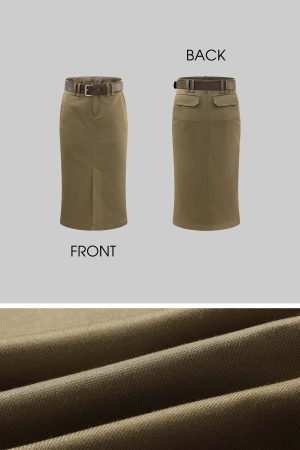 ROVENTE High-Slit Maxi Skirt with Draped Silhouette