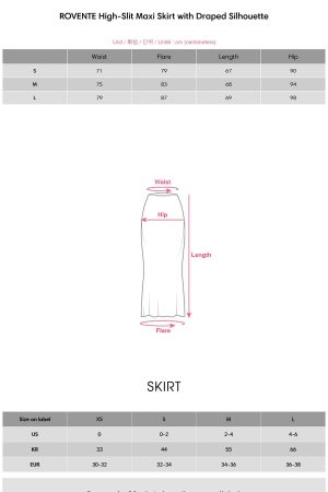 ROVENTE High-Slit Maxi Skirt with Draped Silhouette