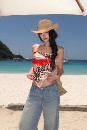 ROVENTE Jungle Bloom Backless Scarf Top