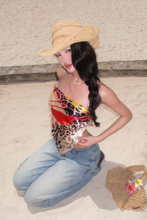 ROVENTE Jungle Bloom Backless Scarf Top