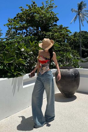 ROVENTE Jungle Bloom Backless Scarf Top