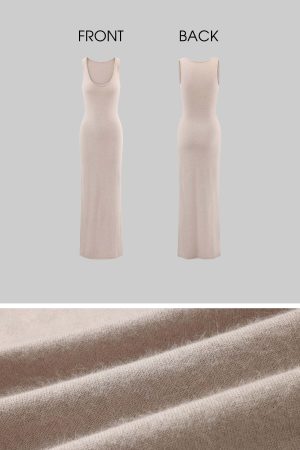 ROVENTE Knit Maxi Dress Two Piece Set with Drape Shawl