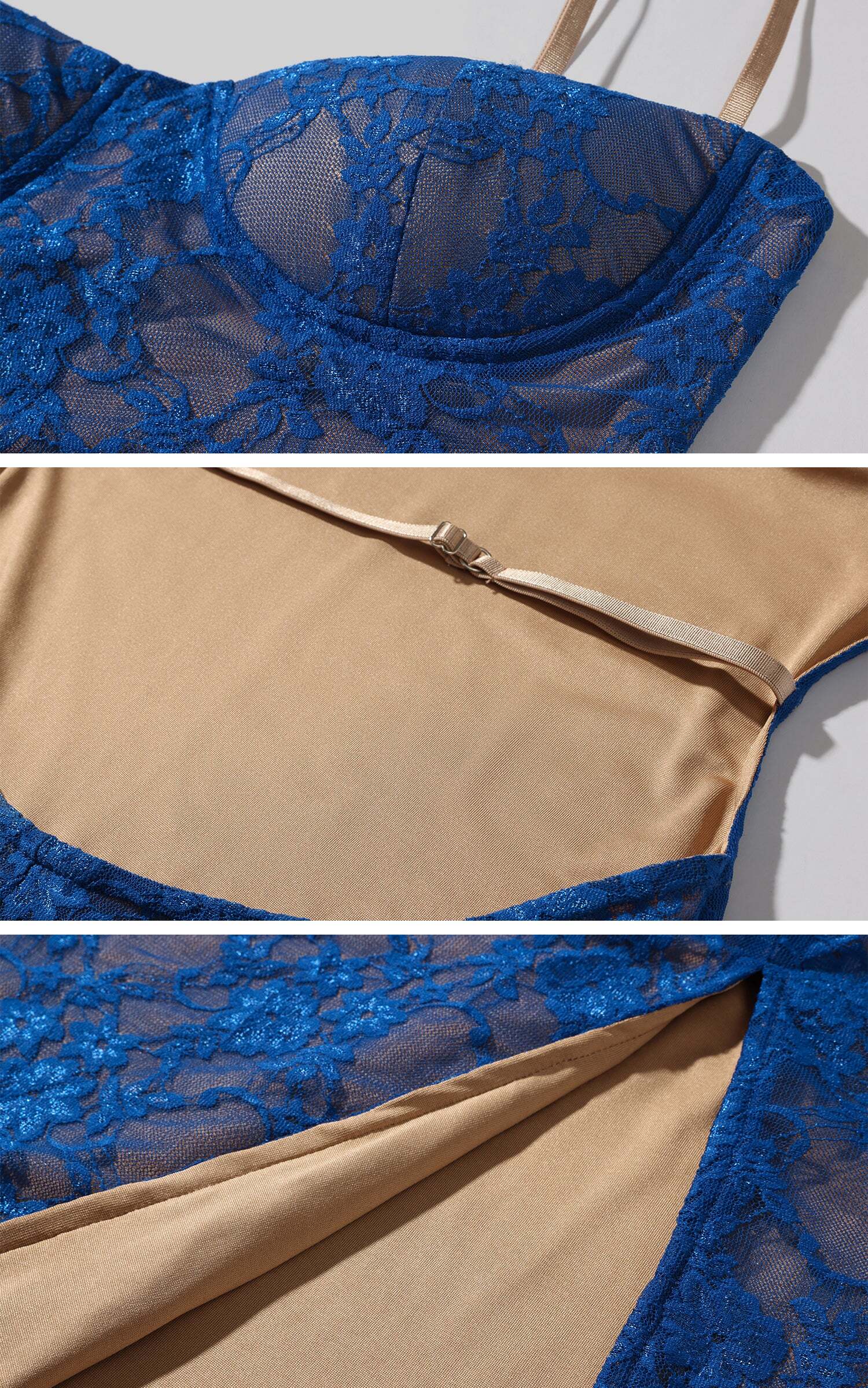 ROVENTE Lace Cutout Maxi Dress with Sheer Mesh and Slim Fit ROVENTE Lace Cutout Maxi Dress with Sheer Mesh and Slim Fit